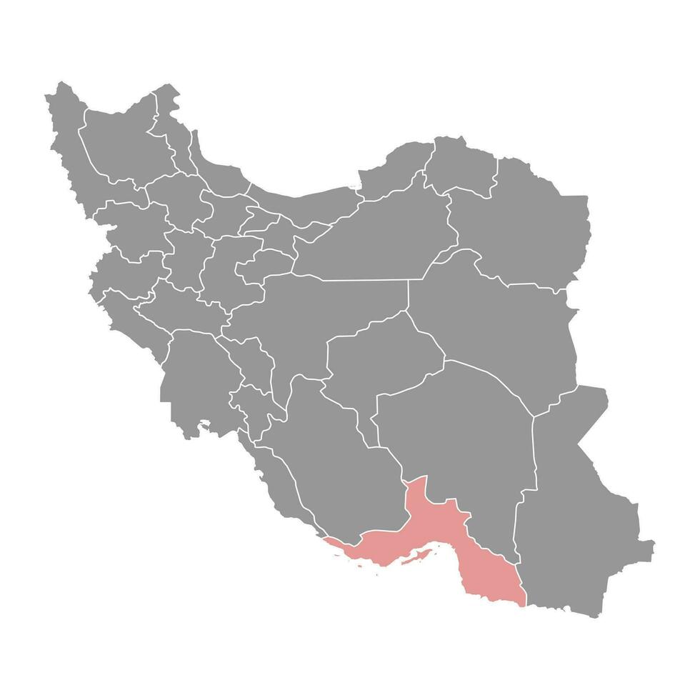 hormozgan provincie kaart, administratief divisie van iran. vector illustratie.