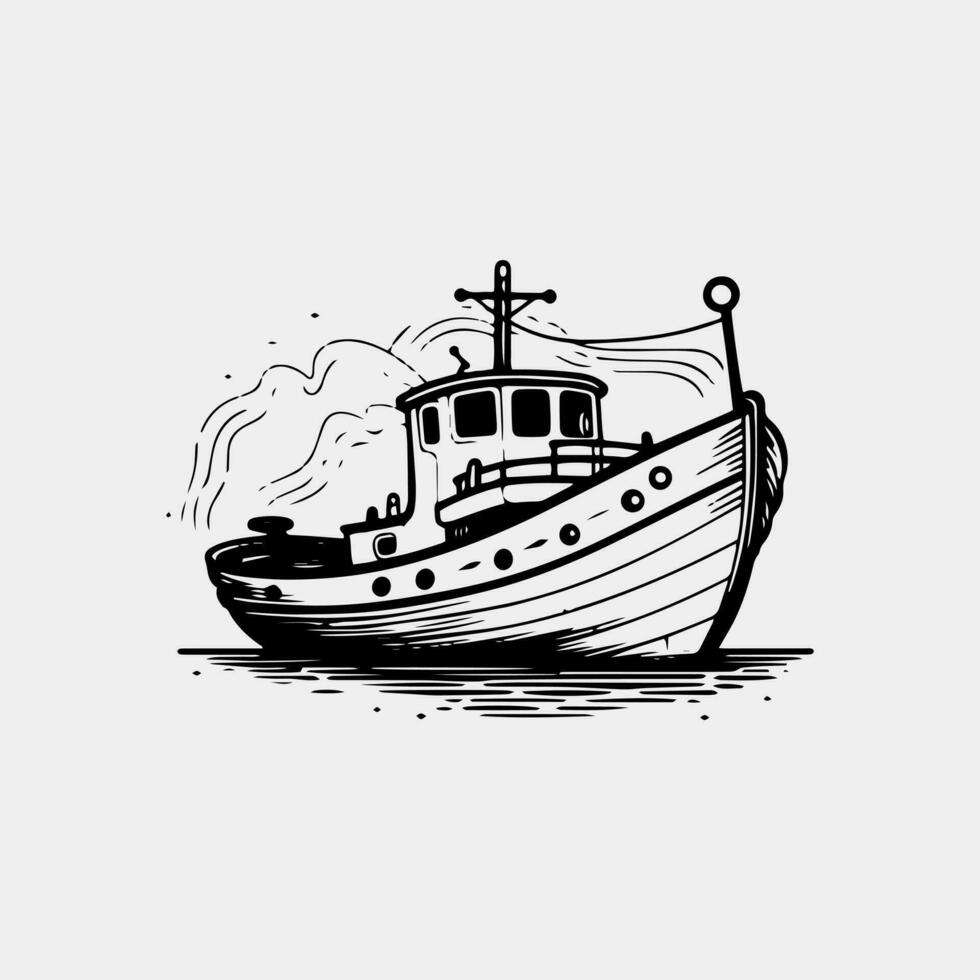 schip logo vector illustratie. wijnoogst schip logo sjabloon