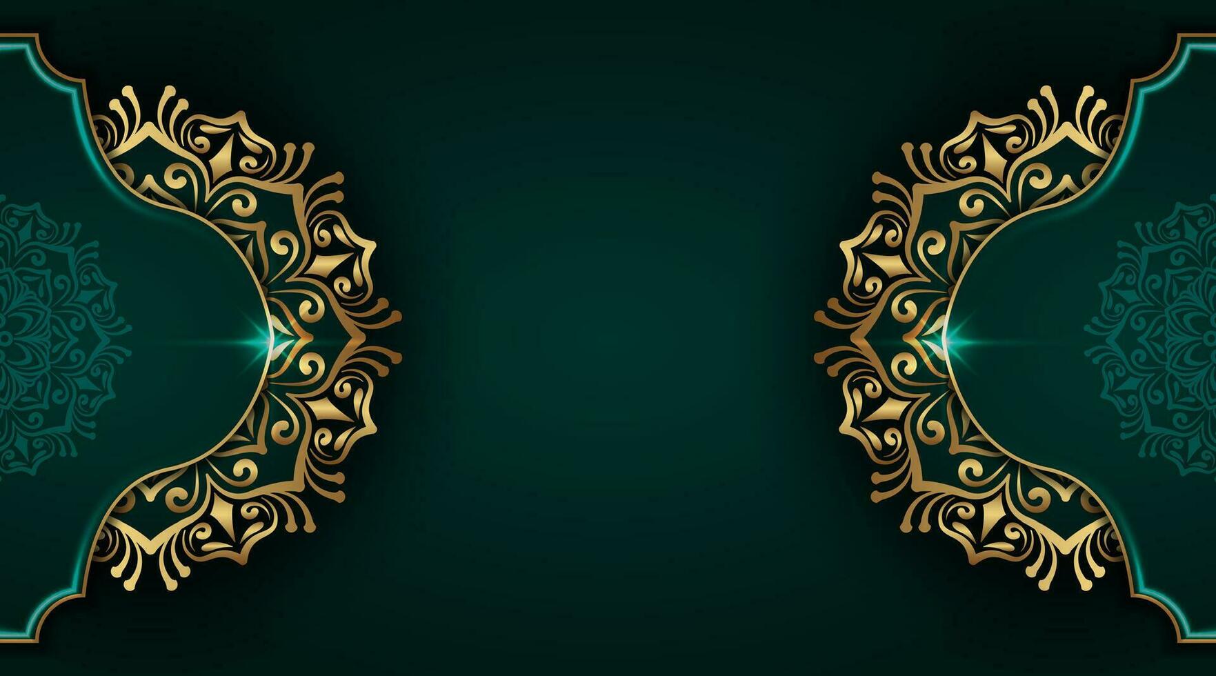 groen en goud, luxe mandala achtergrond vector