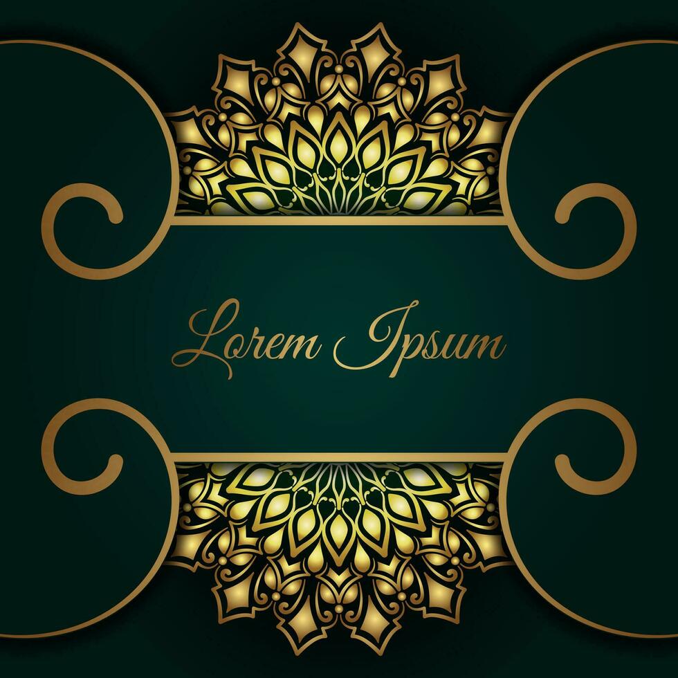 groen luxe achtergrond, met goud mandala ornament vector