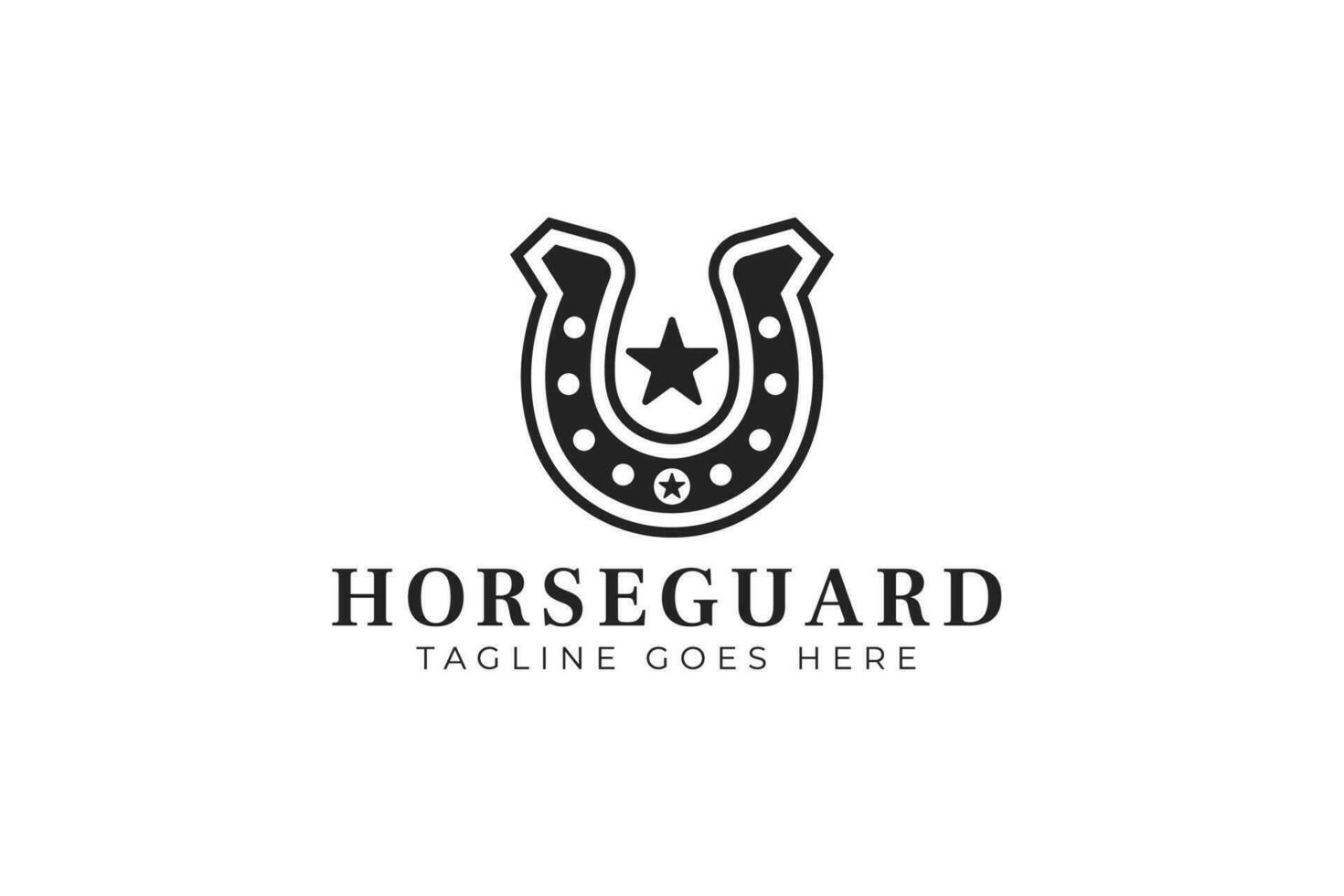 hoefijzer logo concept merk identiteit. paard sterk dier. hoefijzer voor paard cowboy teken symbool vector