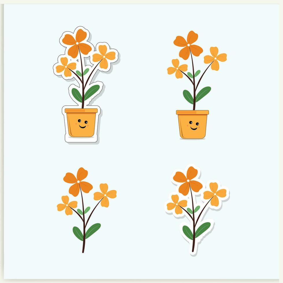 schattig bloem tekenfilm illustratie sticker vector hd