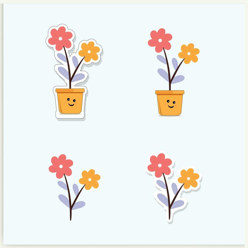 schattig bloem tekenfilm illustratie sticker vector hd