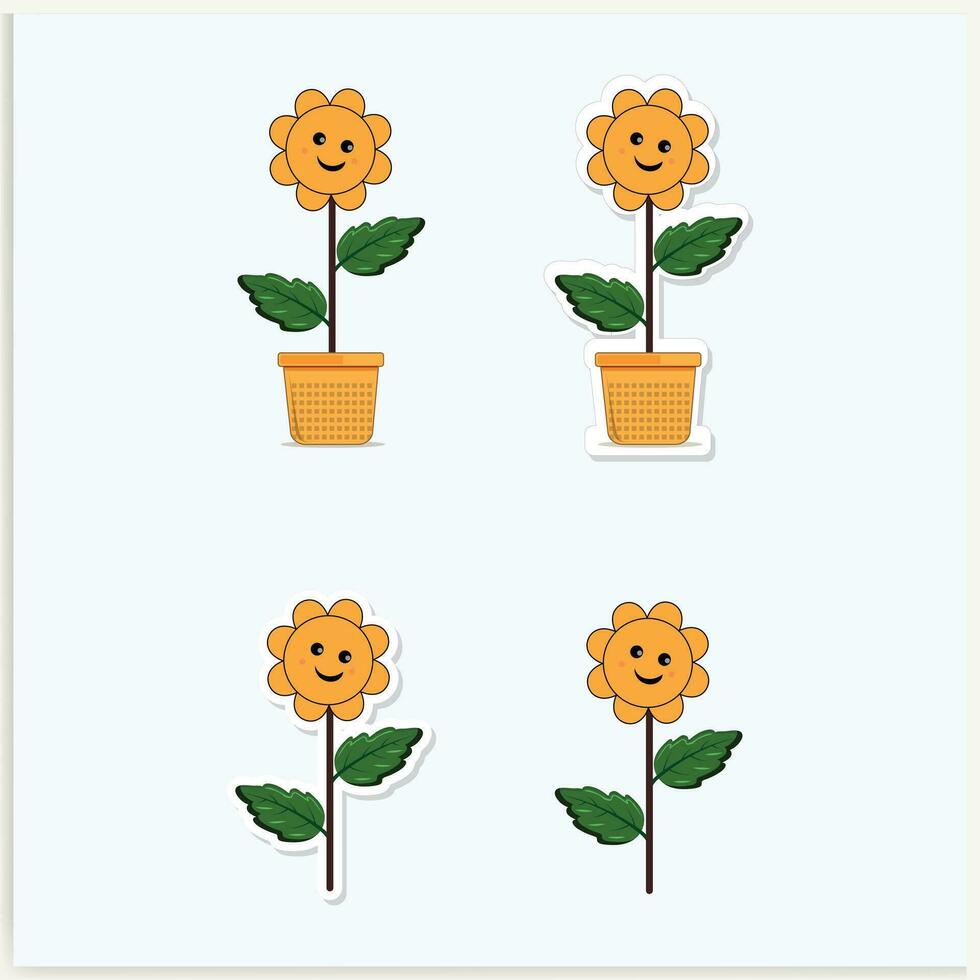 schattig bloem tekenfilm illustratie sticker vector hd