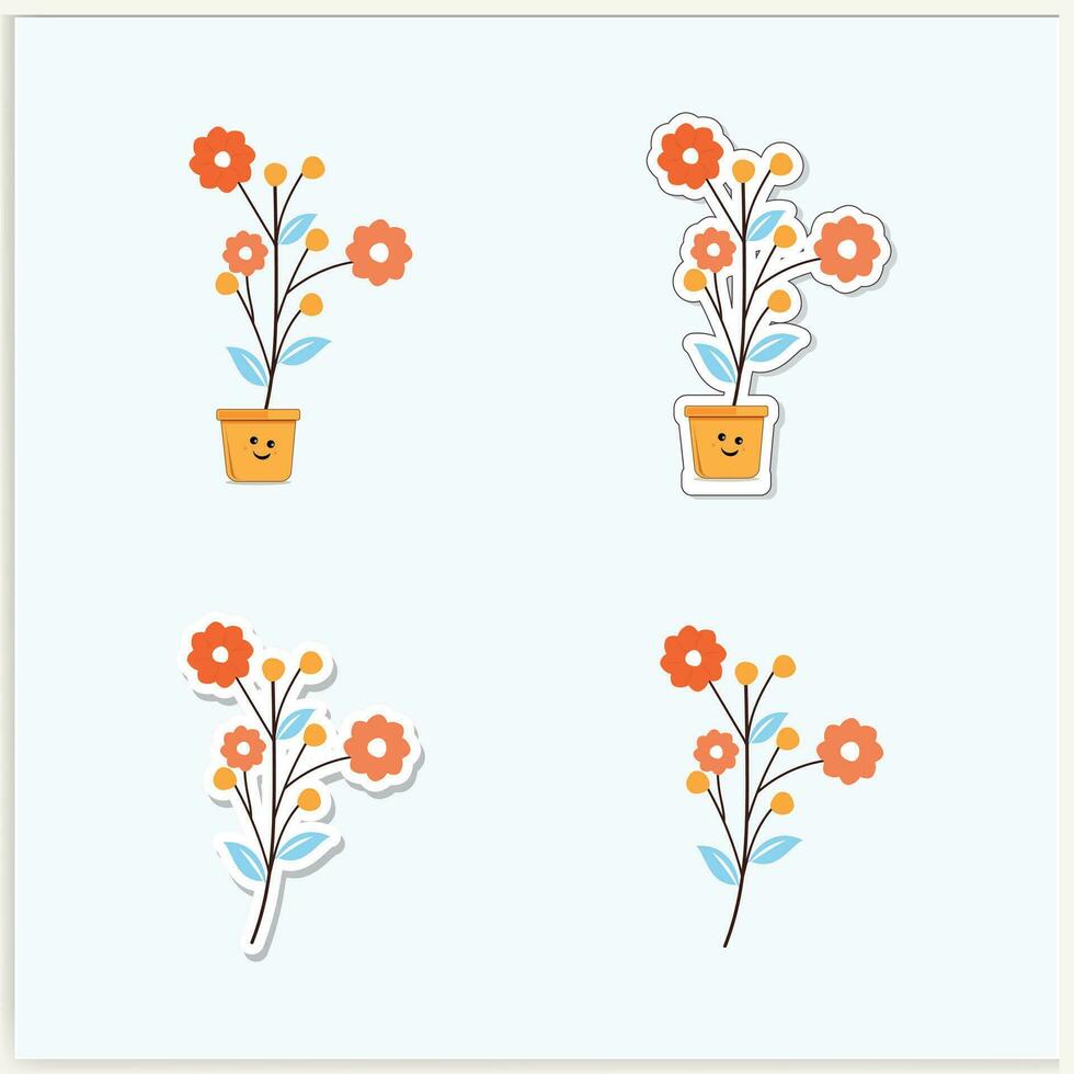 schattig bloem tekenfilm illustratie sticker vector hd