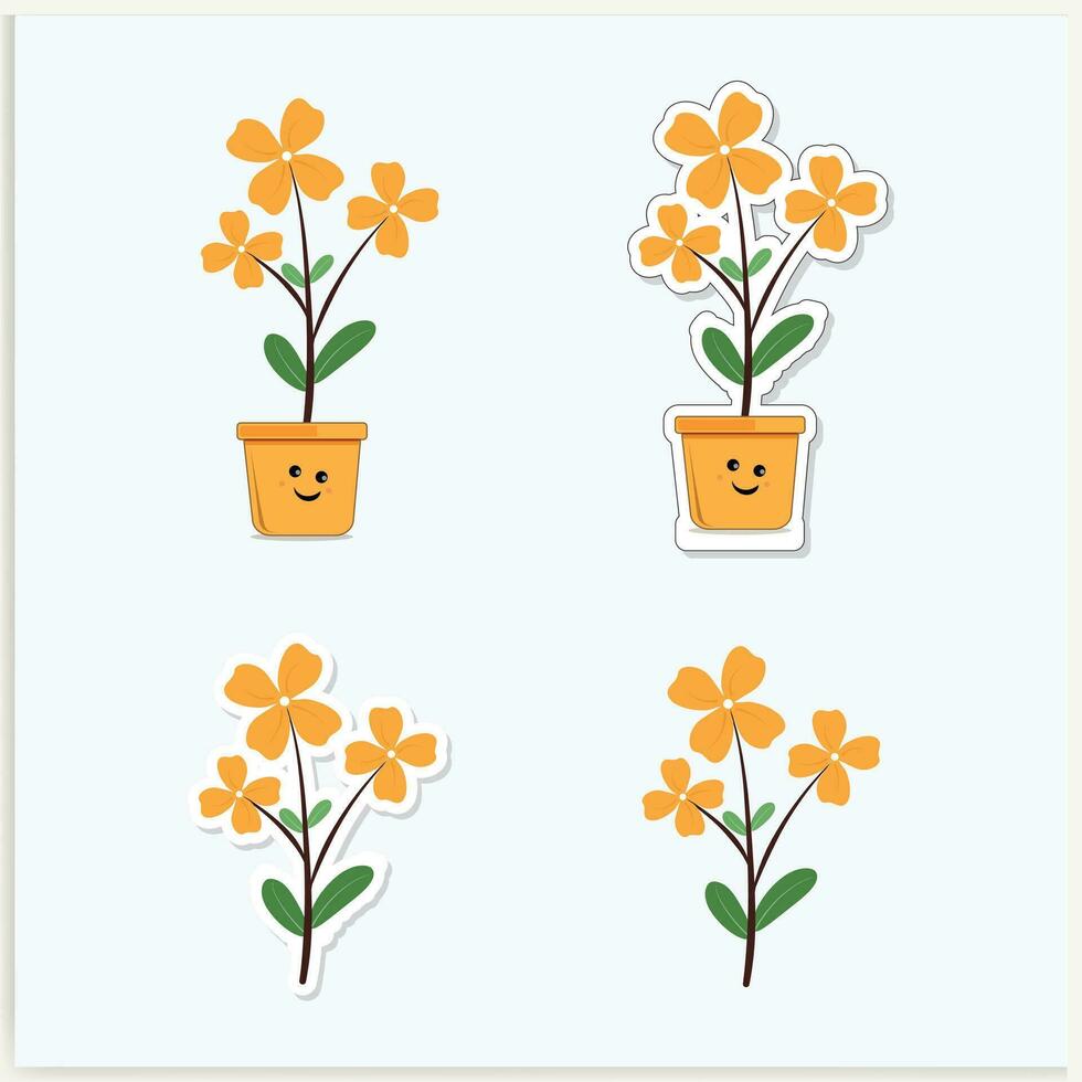 schattig bloem tekenfilm illustratie sticker vector hd