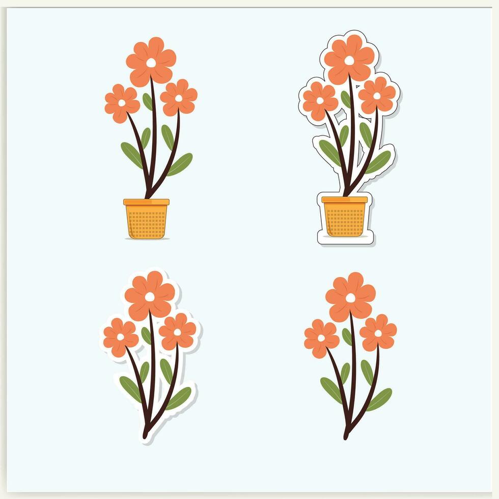 schattig bloem tekenfilm illustratie sticker vector hd