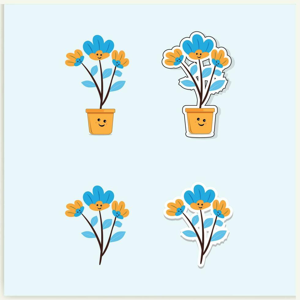 schattig bloem tekenfilm illustratie sticker vector hd