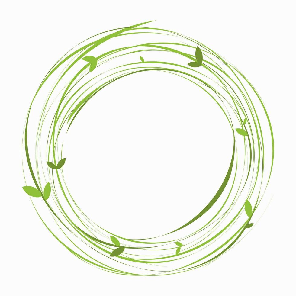 kader ronde bloemen ontwerp. groen takken en bladeren, lauwerkrans. achtergrond voor ansichtkaarten, plaats voor tekst. vector