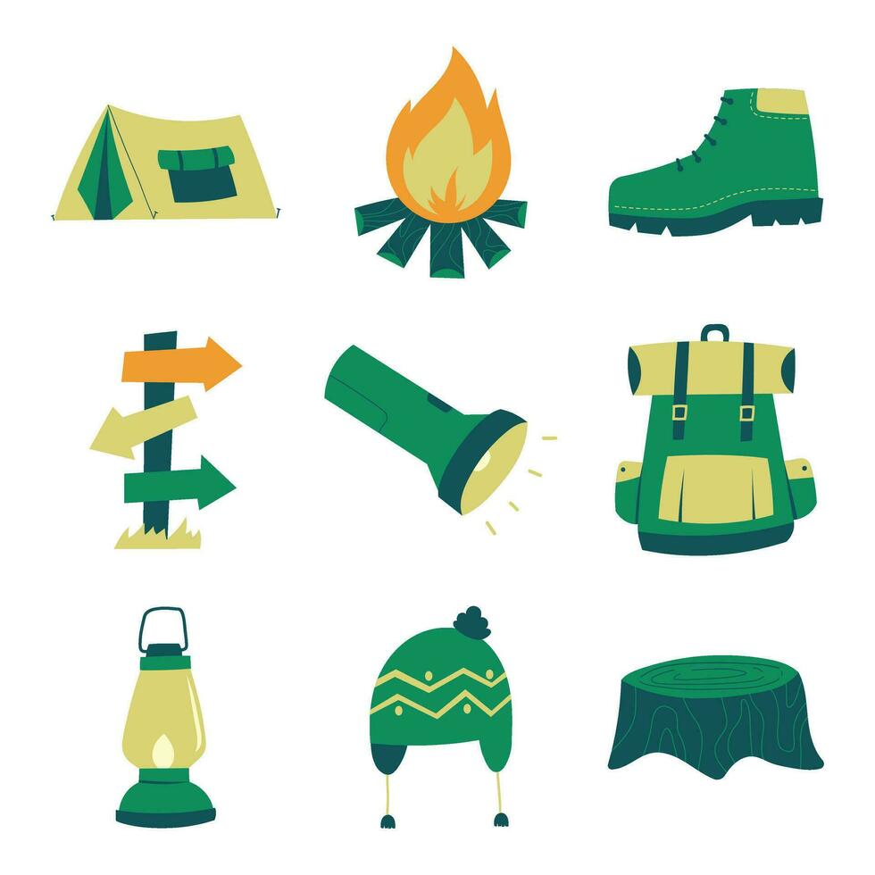 reeks van camping uitrusting illustratie vector