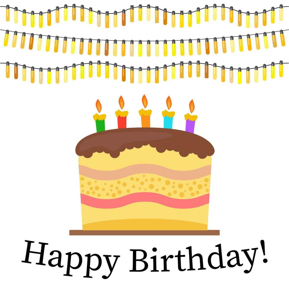 groet kaart met zoet taart voor verjaardag viering. vector illustratie