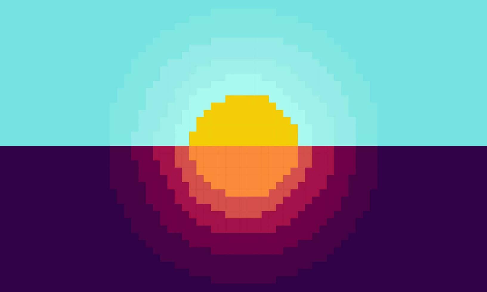 zonsopkomst en zonsondergang illustratie in pixel stijl vector