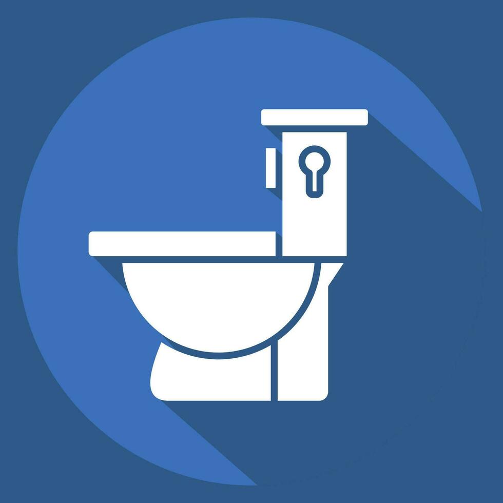 icoon toilet. verwant naar gebouw materiaal symbool. lang schaduw stijl. gemakkelijk ontwerp bewerkbaar. gemakkelijk illustratie vector