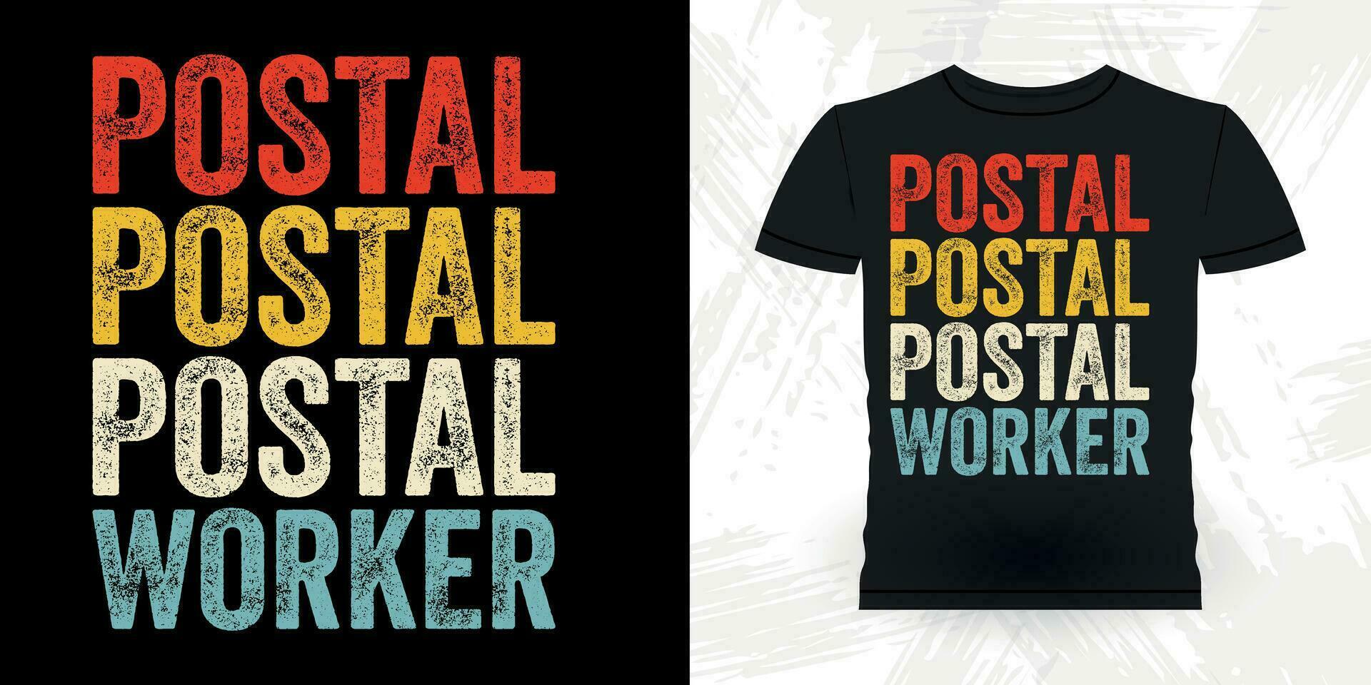 grappig postbode mail retro wijnoogst post- arbeider t-shirt ontwerp vector