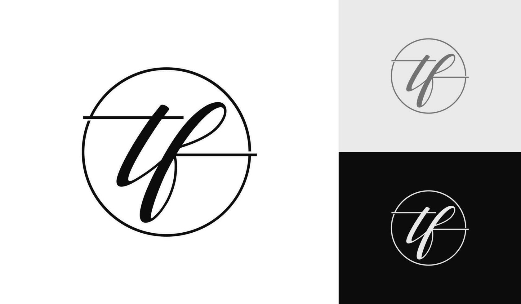 handgeschreven brief tf monogram logo ontwerp vector