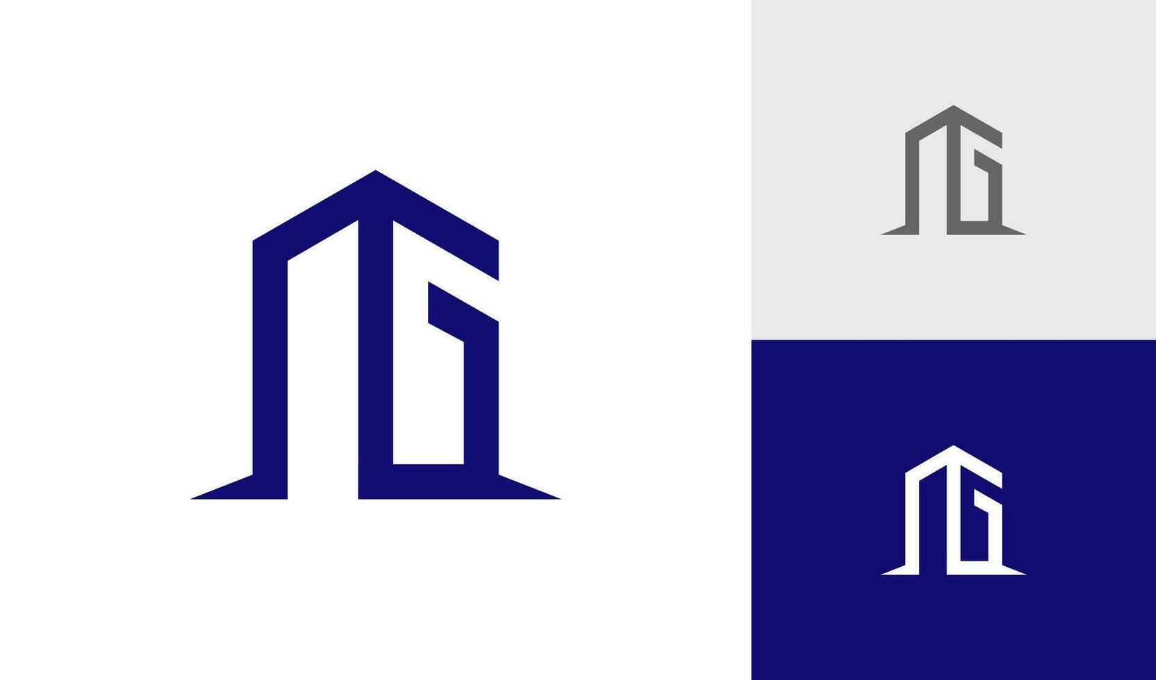 brief gm monogram met bulding logo ontwerp vector