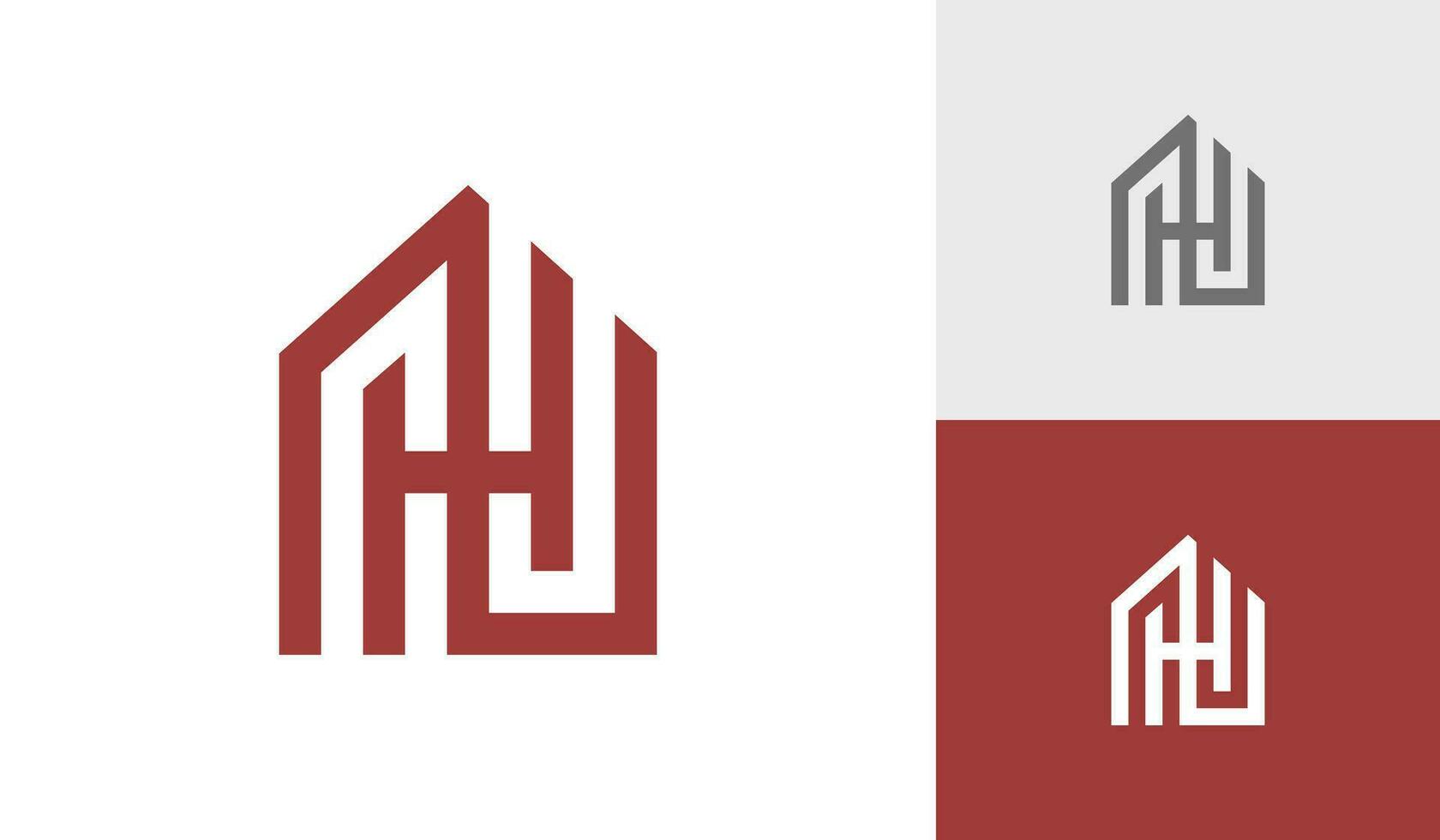 brief nh of hn eerste monogram met huis vorm logo ontwerp vector