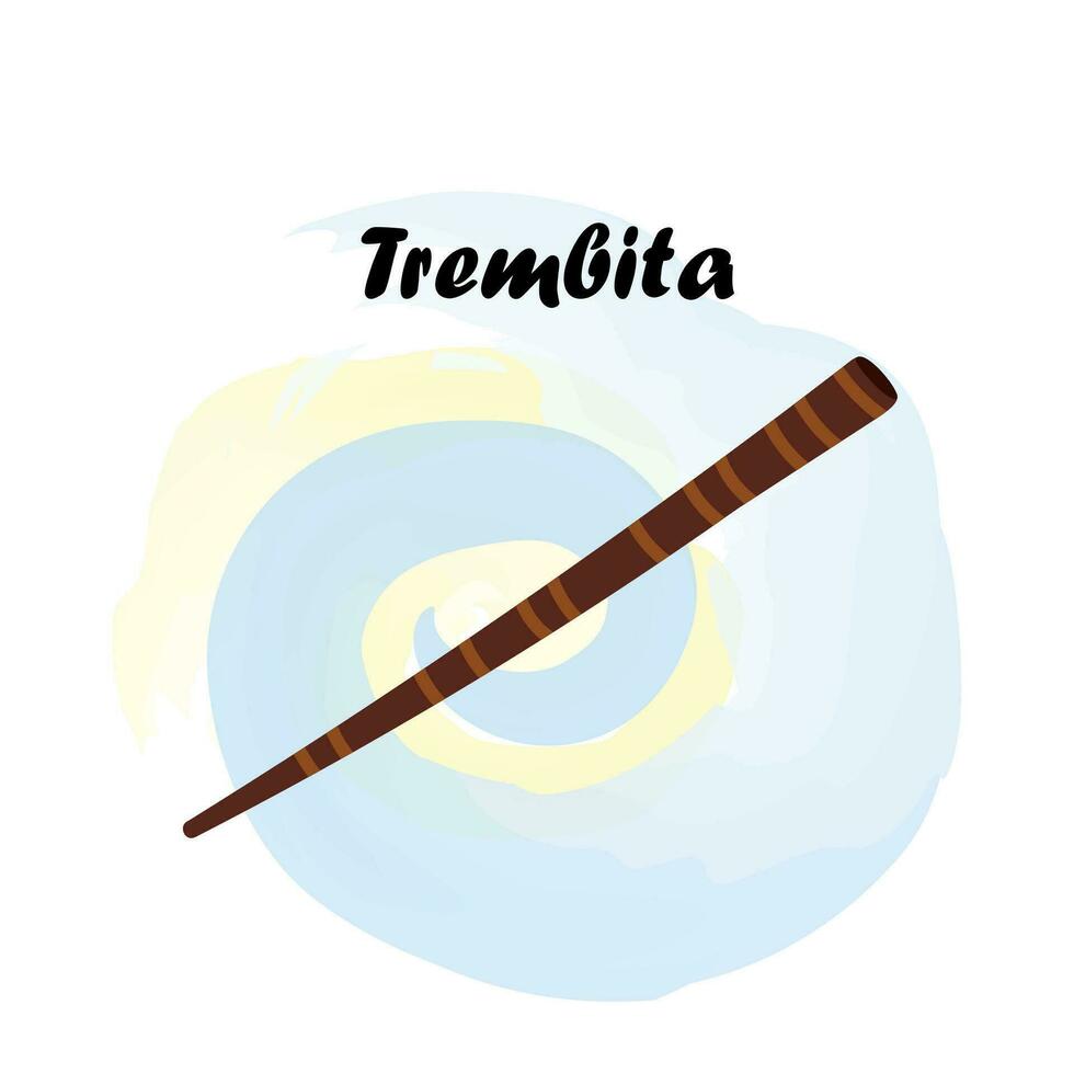 trembita. traditioneel slavisch, oekraïens musical instrument. vector illustratie
