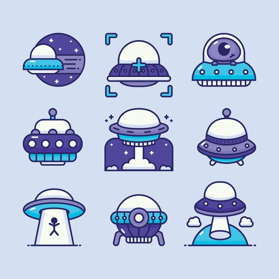 set van ufo-pictogram vector