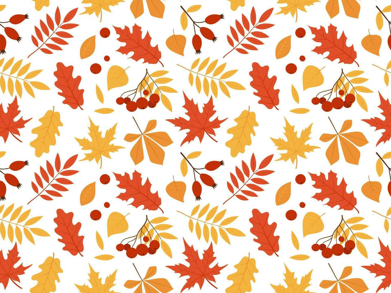 naadloos patroon van herfst bladeren en bessen. vector illustratie voor ontwerp van kleding stof, omhulsel papier, kleding