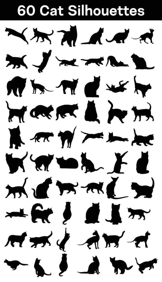 reeks van kat silhouetten, geïsoleerd vector illustraties