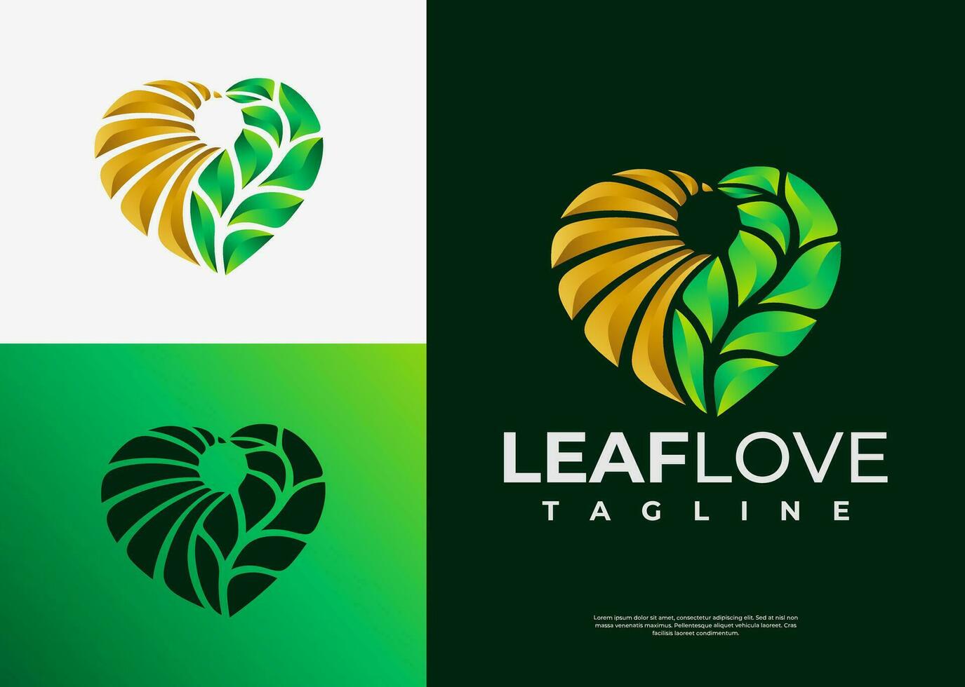 helling kleurrijk natuur blad liefde hart logo ontwerp vector