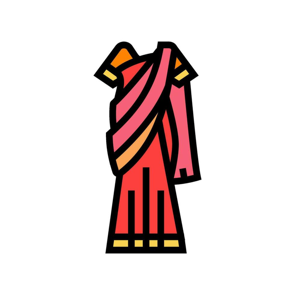 sari traditioneel kleding kleur icoon vector illustratie