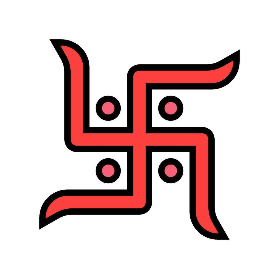 swastika hindoeïsme kleur icoon vector illustratie