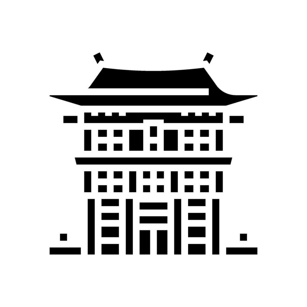 miko altaar meisje Shintoïsme glyph icoon vector illustratie