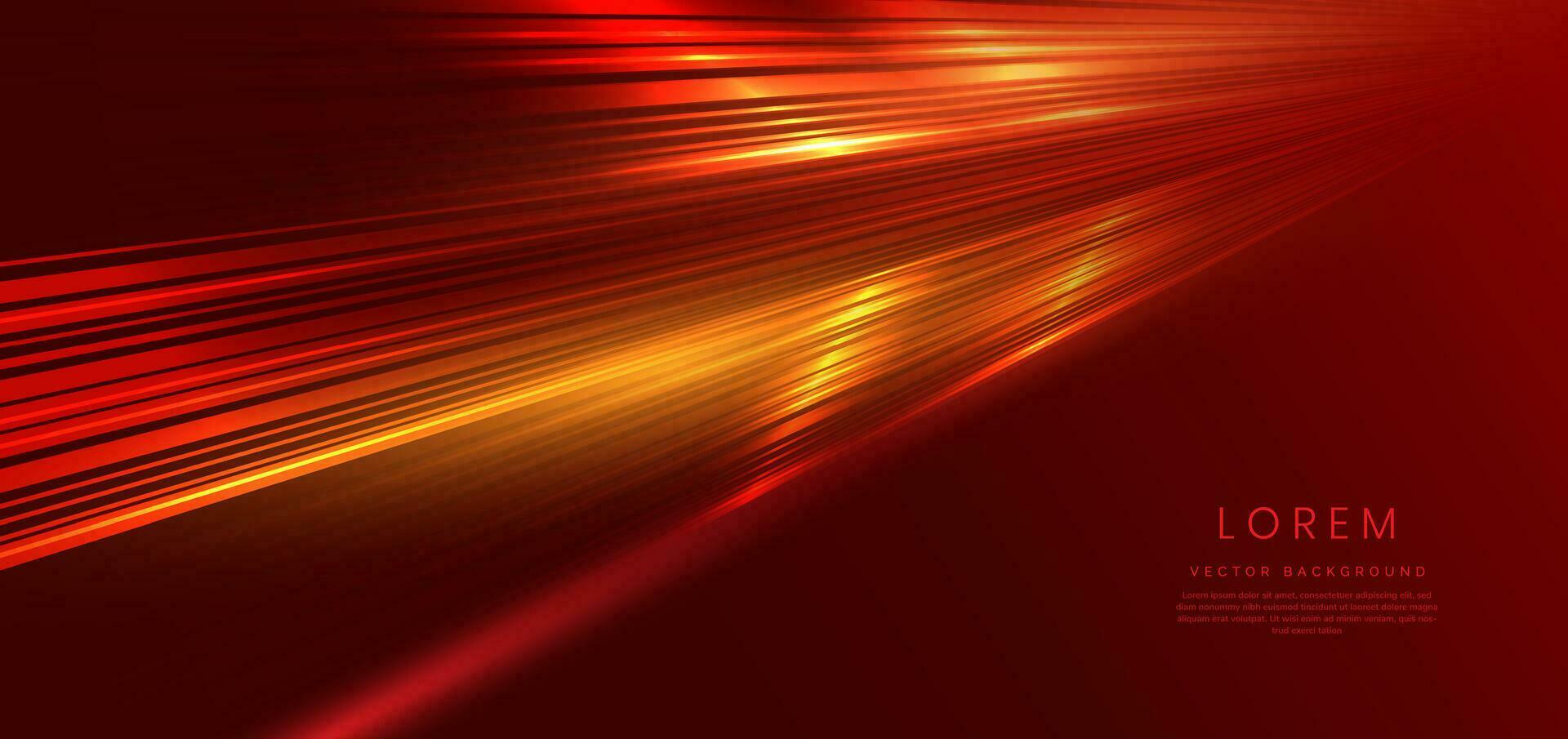 abstract technologie futuristische gloeiend rood licht lijnen met snelheid beweging vervagen effect Aan rood achtergrond. vector