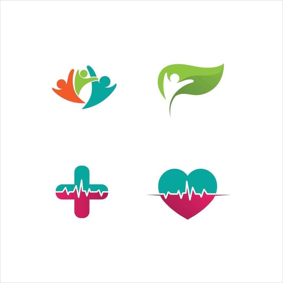 menselijk karakter logo teken voor gezondheidszorg en ziekenhuis ontwerp logo set en business vector