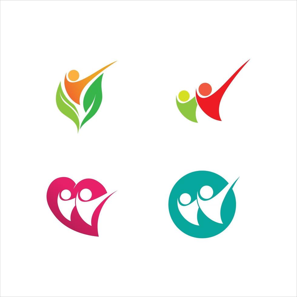 mensen zorg logo voor gezondheid logo set bedrijf en natuur menselijk karakter logo teken vector