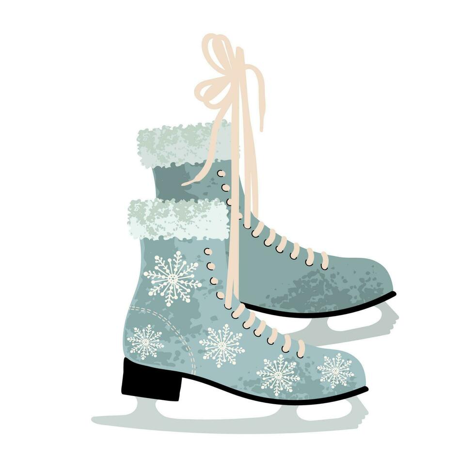 vector kleurrijk illustratie van winter figuur schaatsen, wijnoogst ijs baan uitrusting schoenen geïsoleerd Aan wit achtergrond