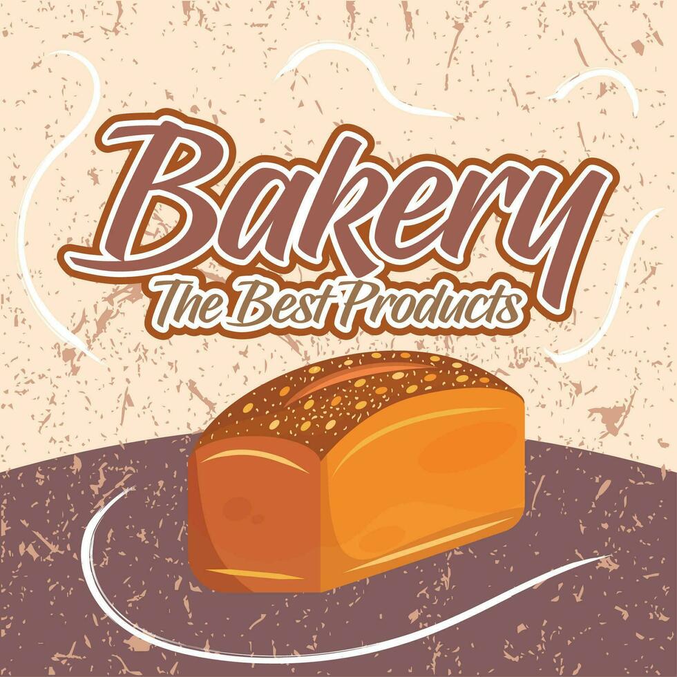 gekleurde retro bakkerij winkel poster met brood vector illustratie