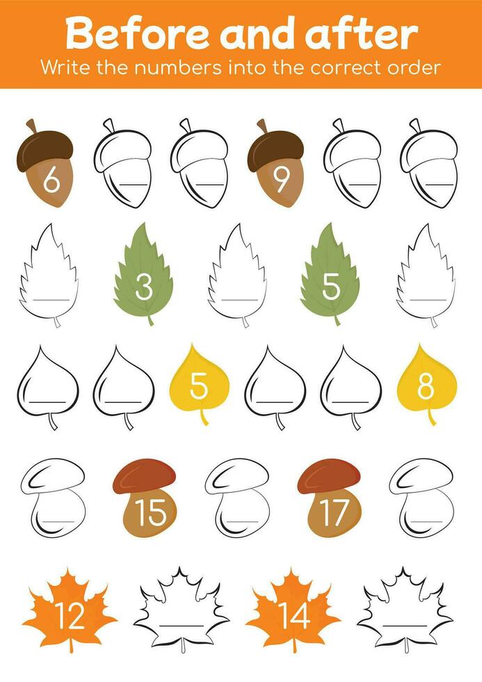 wiskunde tellen spel. wiskunde leerzaam werkblad naar twintig. peuter- leerzaam werkzaamheid. hoe veel. nuttig spellen voor peuter- en kleuterschool. schrijven de getallen in correct bestellen vector