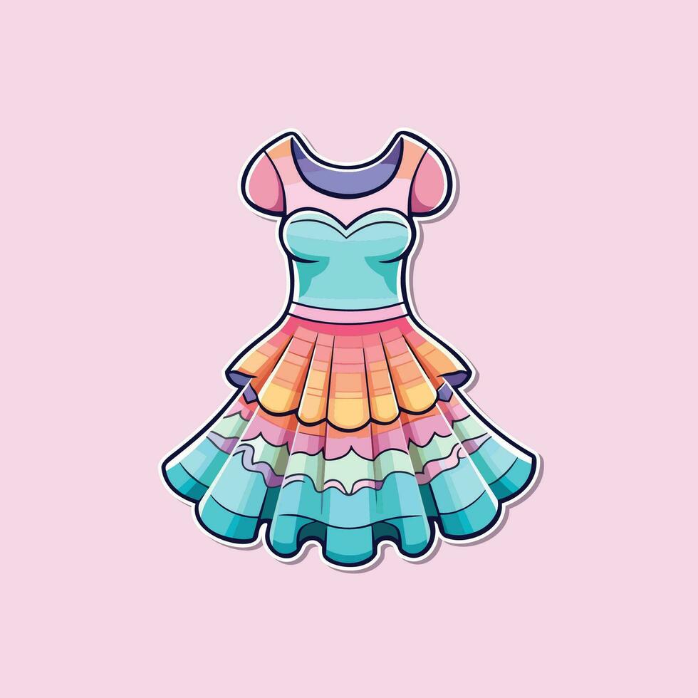 jurk sticker. kawaii vector illustratie