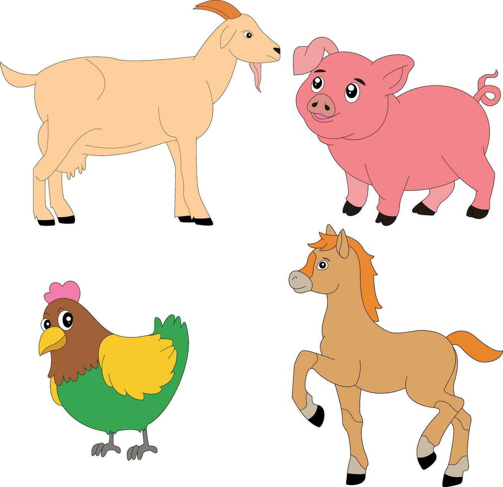kleurrijk boerderij clip art verzameling in tekenfilm stijl voor boeren en kinderen wie liefde boerderij leven en land leven vector