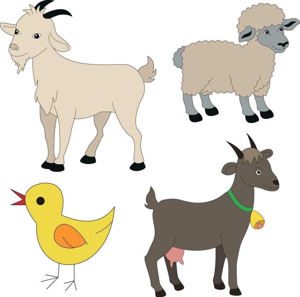 kleurrijk grappig boerderij clip art verzameling in tekenfilm stijl voor boeren en kinderen wie liefde boerderij leven en land leven vector