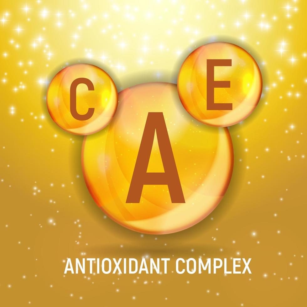 vitamine a, c, e-pictogram. antioxidantencomplex. vector illustratie