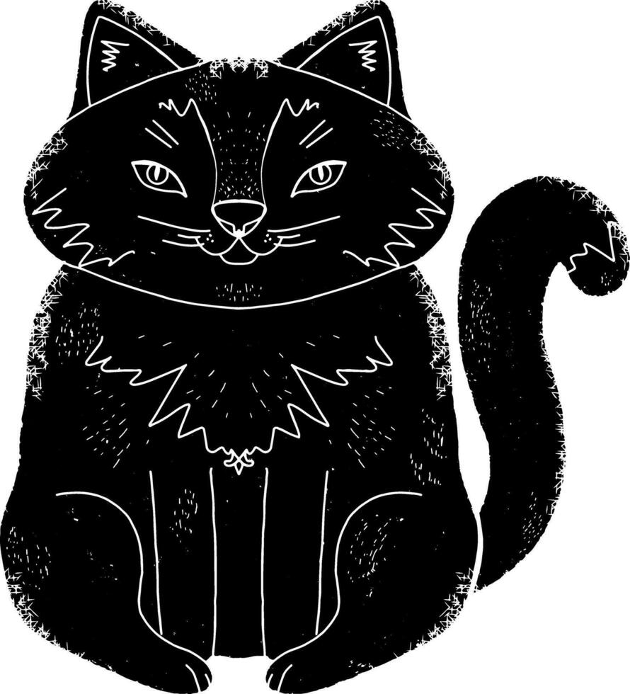 een zwart en wit tekening van een kat vector