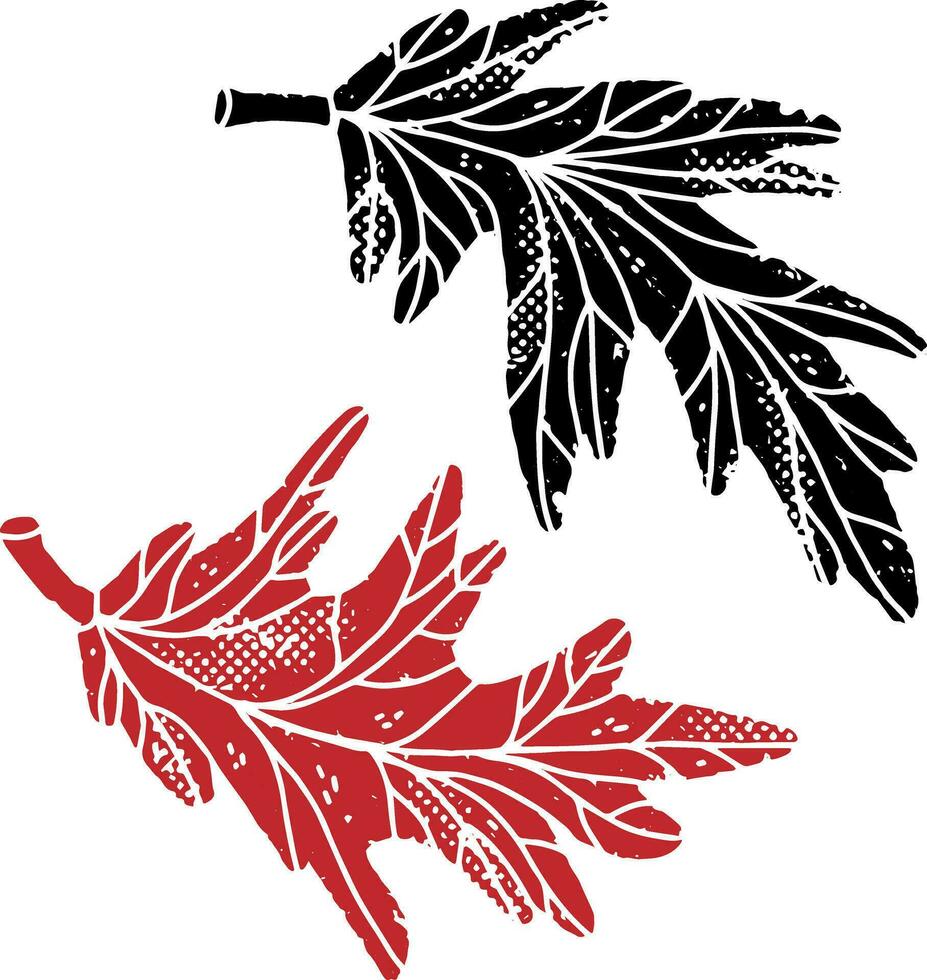 twee bladeren in zwart en rood vector