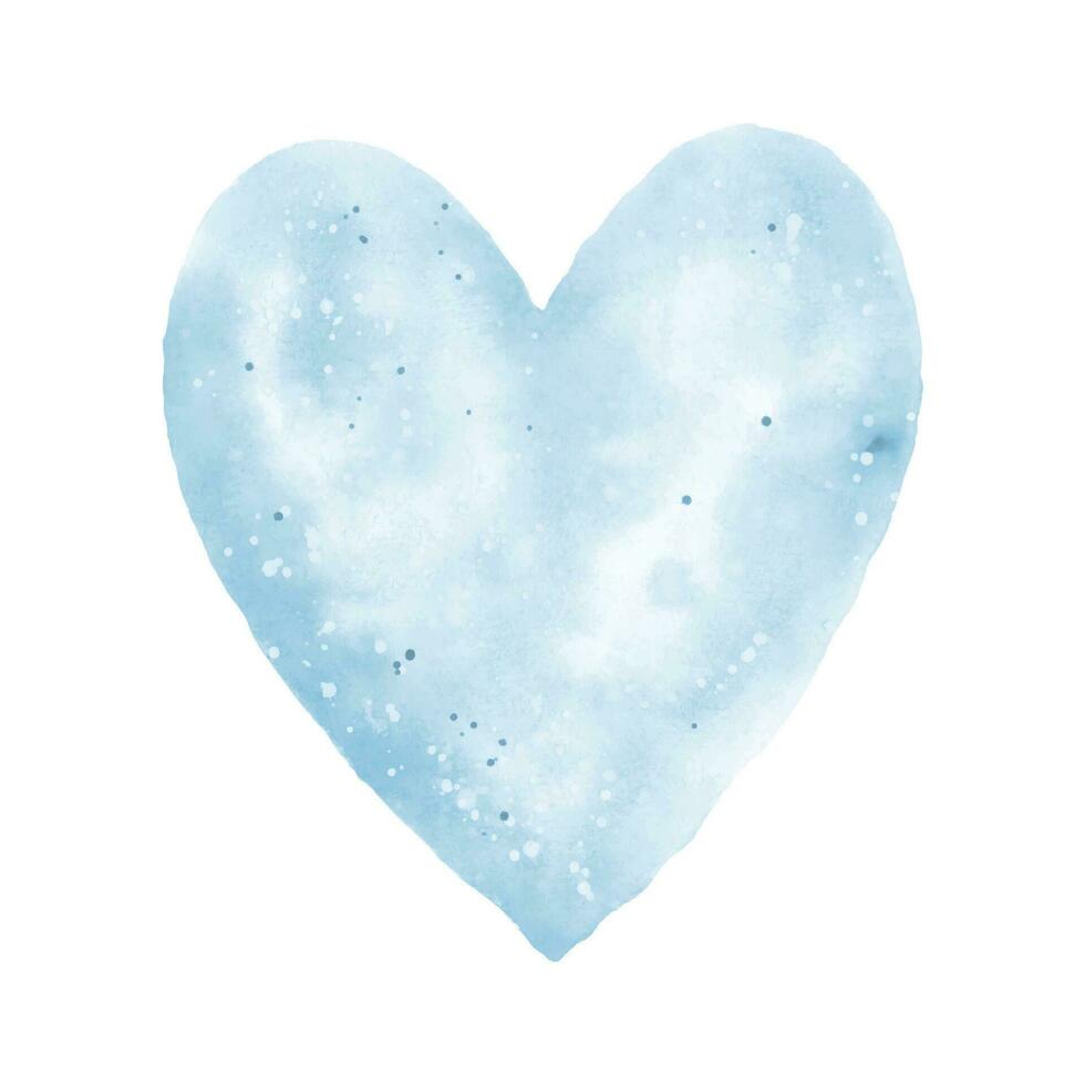 hand geschilderd waterverf blauw harten vorm vector