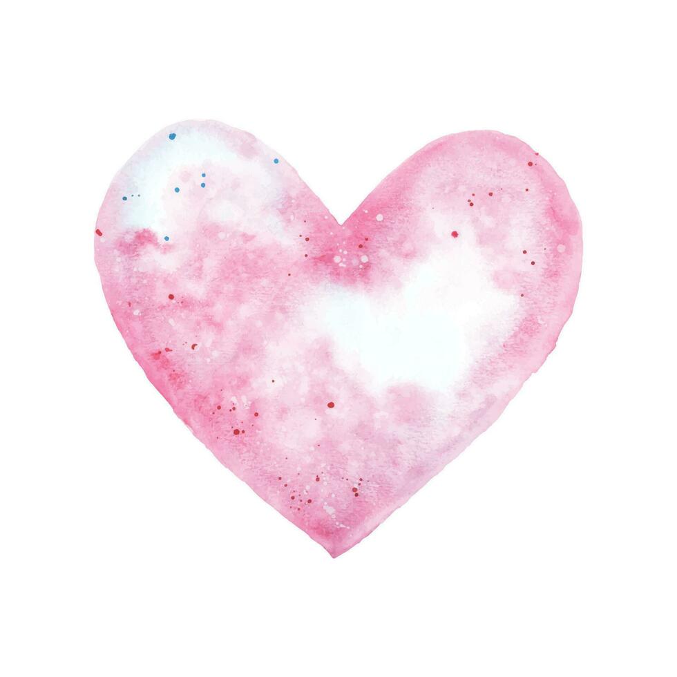 hand geschilderd waterverf helder roze hart vector