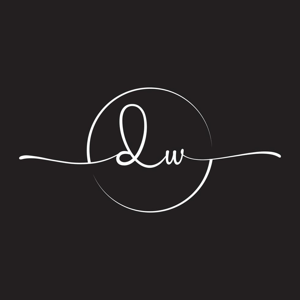 dw handtekening eerste logo sjabloon vector ,handtekening logotype