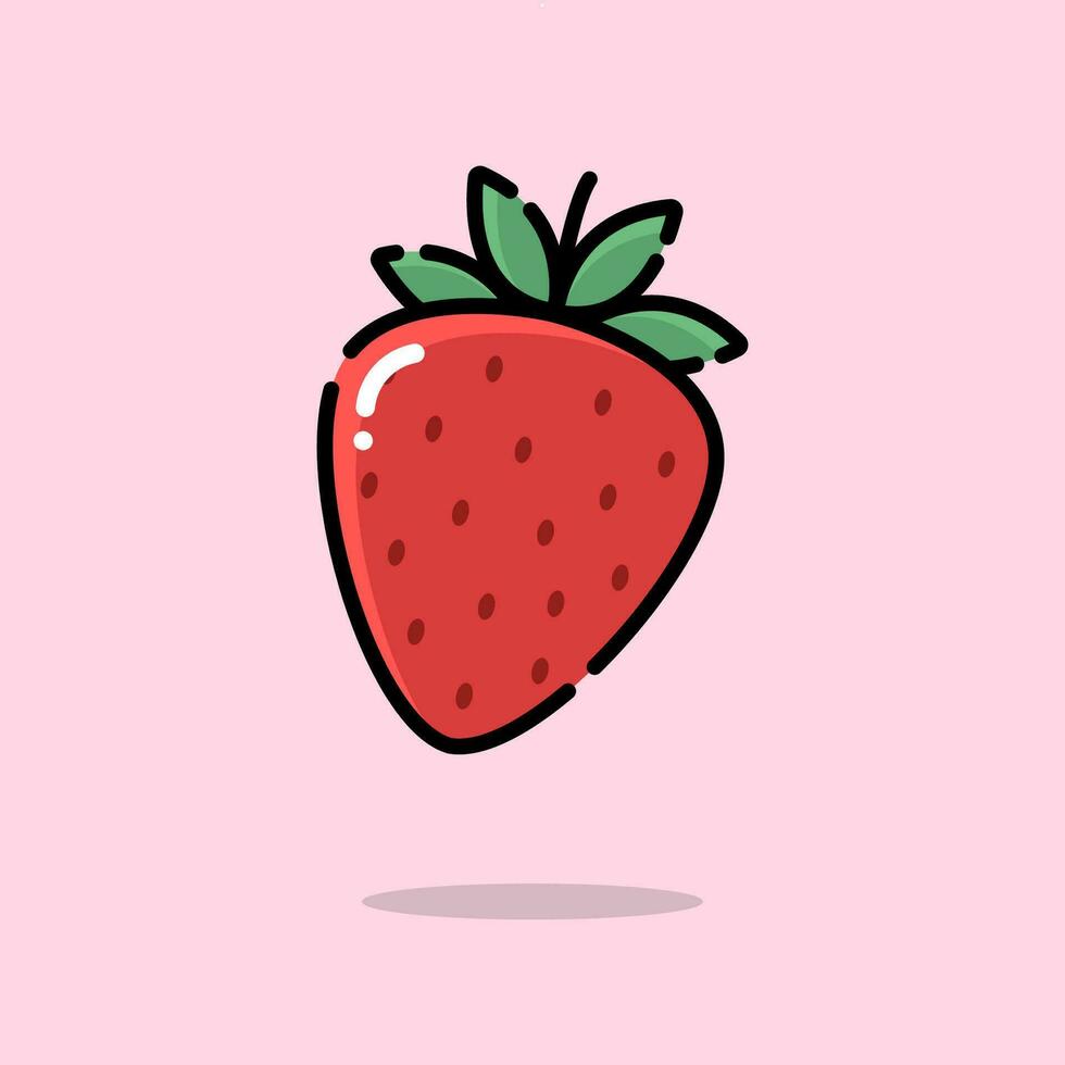 aardbei fruit illustratie in tekenfilm stijl vector