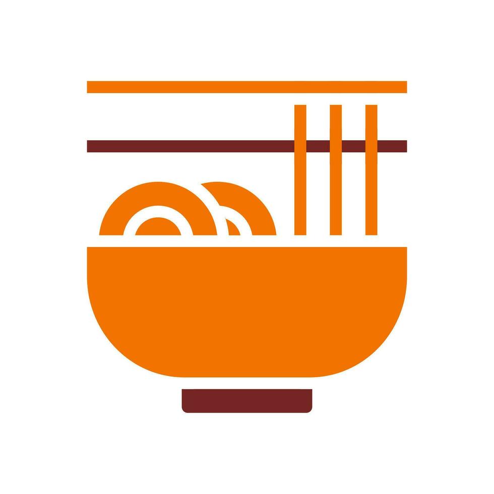 noodle icoon solide oranje bruin kleur Chinese nieuw jaar symbool perfect. vector