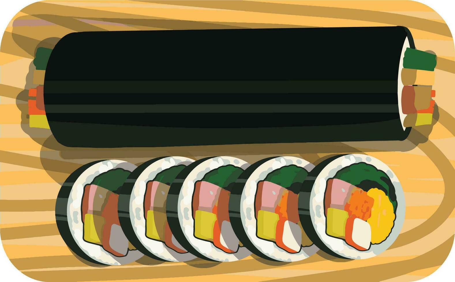 top visie kimbap, Koreaans zeewier rijst- broodjes illustratie vector