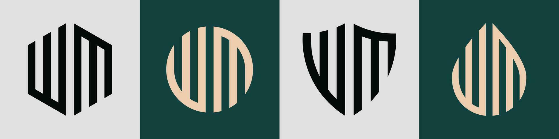 creatief gemakkelijk eerste brieven wm logo ontwerpen bundel. vector