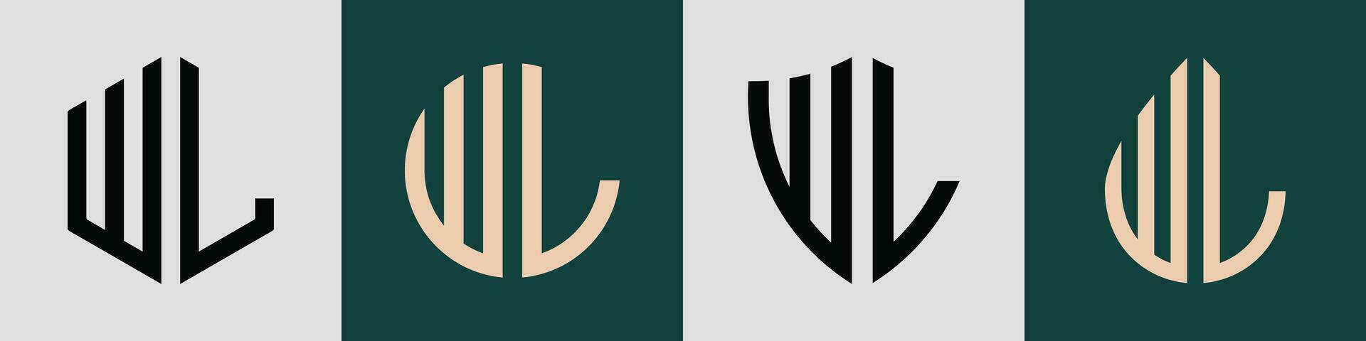 creatief gemakkelijk eerste brieven wl logo ontwerpen bundel. vector
