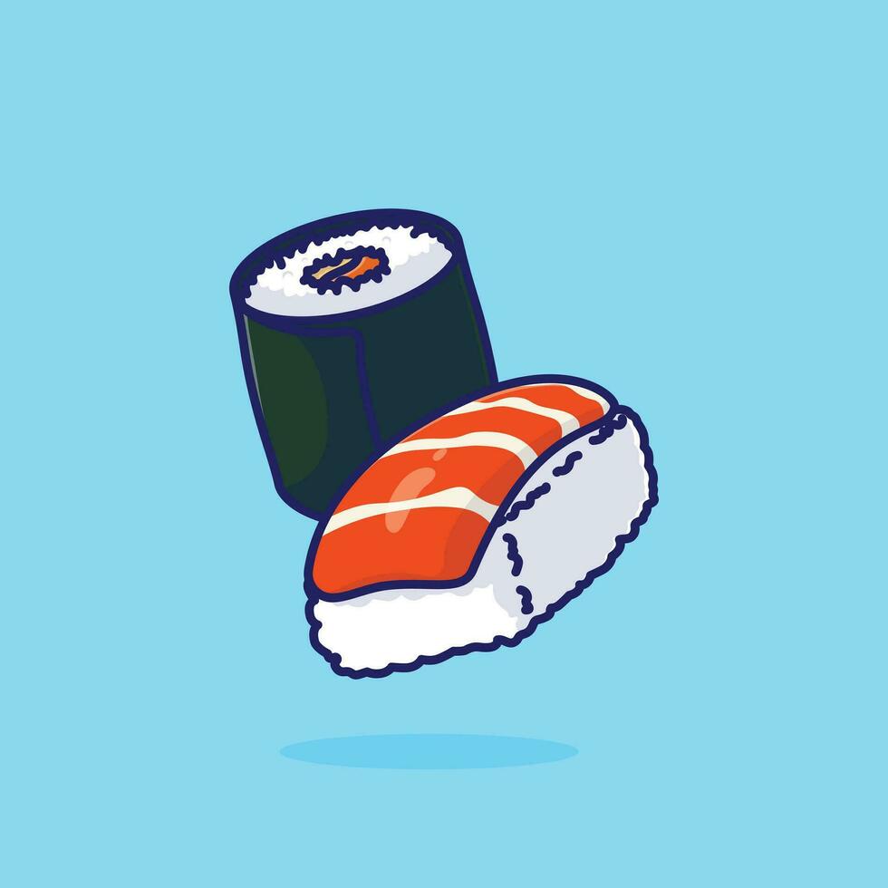 sushi voedsel drijvend gemakkelijk tekenfilm vector illustratie voedsel concept icoon geïsoleerd